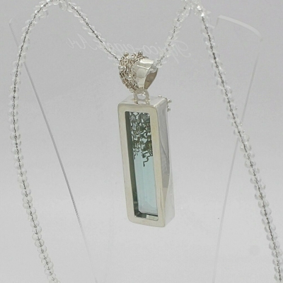 Anhänger Obsidian light blue rechteckig