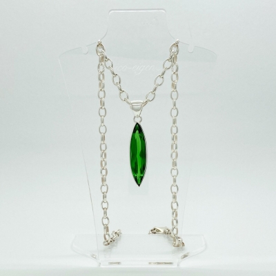 Anhänger Obsidian smaragdgrün, Navette
