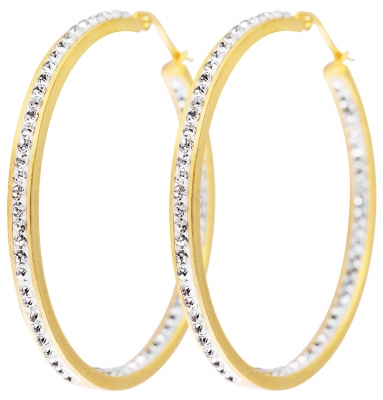 Akzent Edelstahl Creolen, goldfarbig, Similibesatz