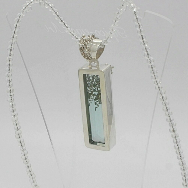 Anhänger Obsidian light blue rechteckig