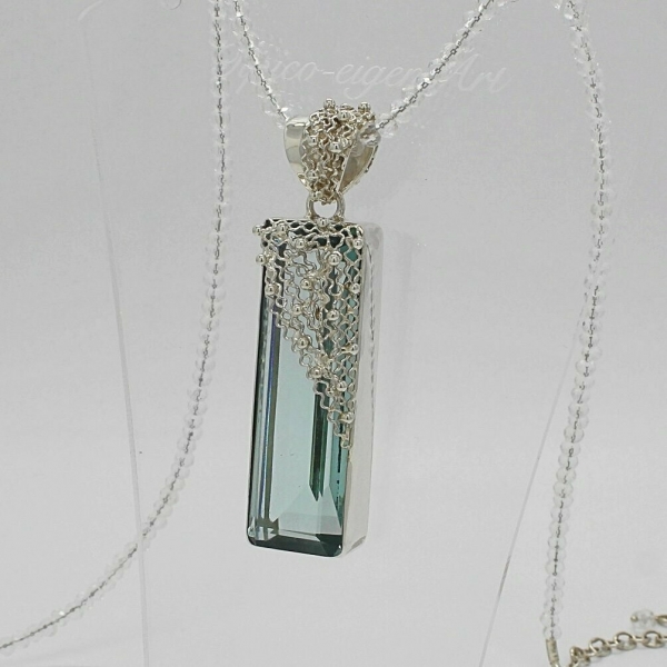 Anhänger Obsidian light blue rechteckig