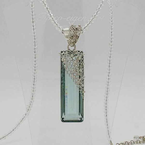 Anhänger Obsidian light blue rechteckig
