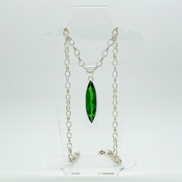 Anhänger Obsidian smaragdgrün, Navette